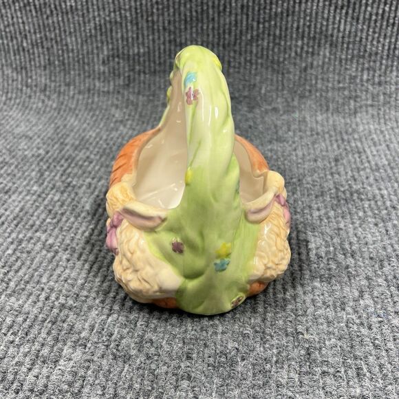 VTG Designpac Easter Basket Ceramic Rabbits Carrots 7”x‎ 6” Holiday Decorative - Picture 6 of 13